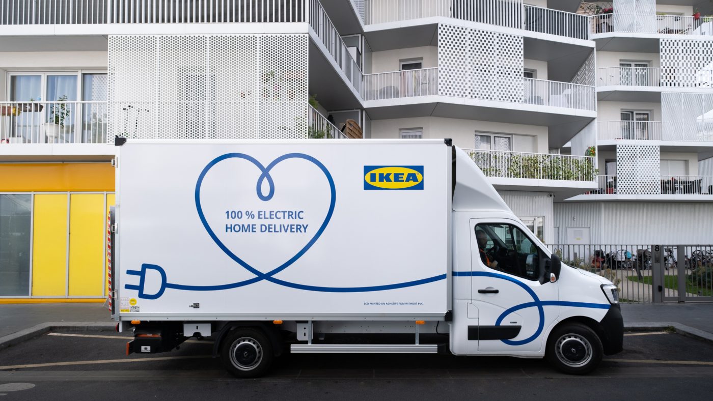 Image of IKEA electric car where products are delivered to customers' homes.