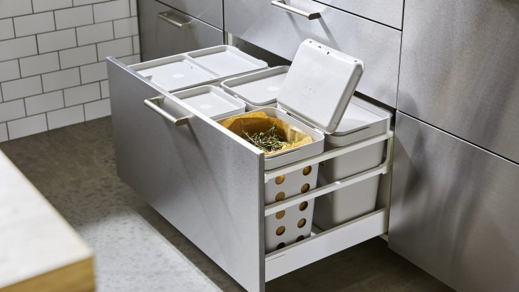 Waste-bins from IKEA made from recycled materials