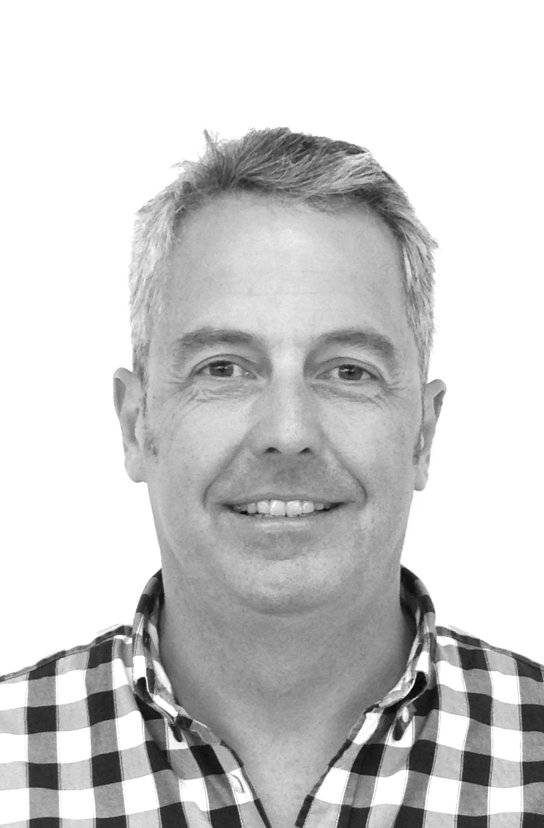 Black and white portrait of Tim Farlam