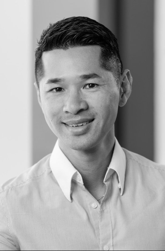 Black and white portrait of Kher Yiing Ng