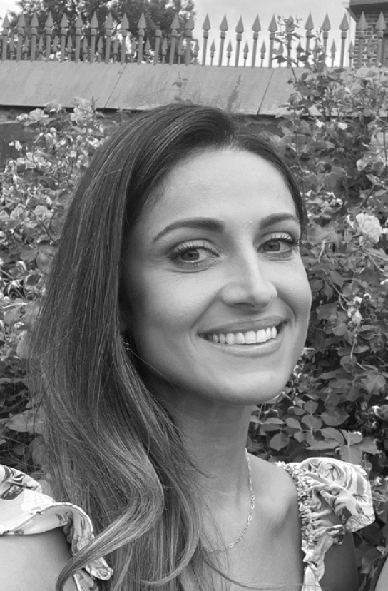 Black and white portrait of Jacalyn Zoppina
