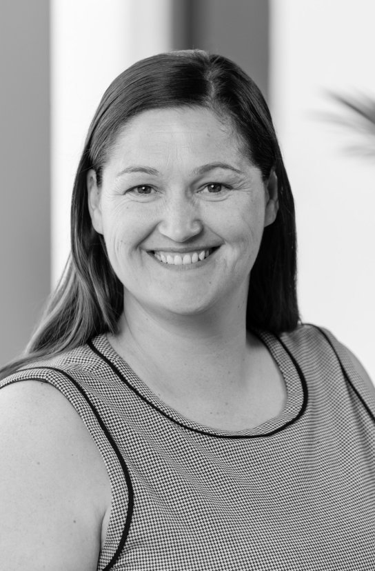Black and white portrait of Catherine Kinsella