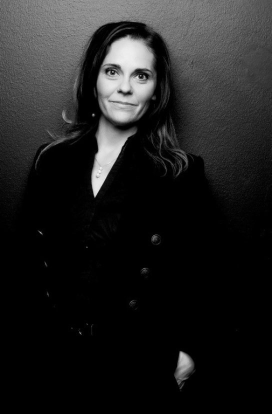 Black and white portrait of Emmanuelle Ricaud