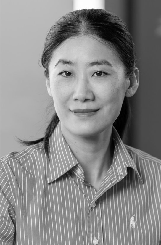 Black and white portrait of Xin Pan